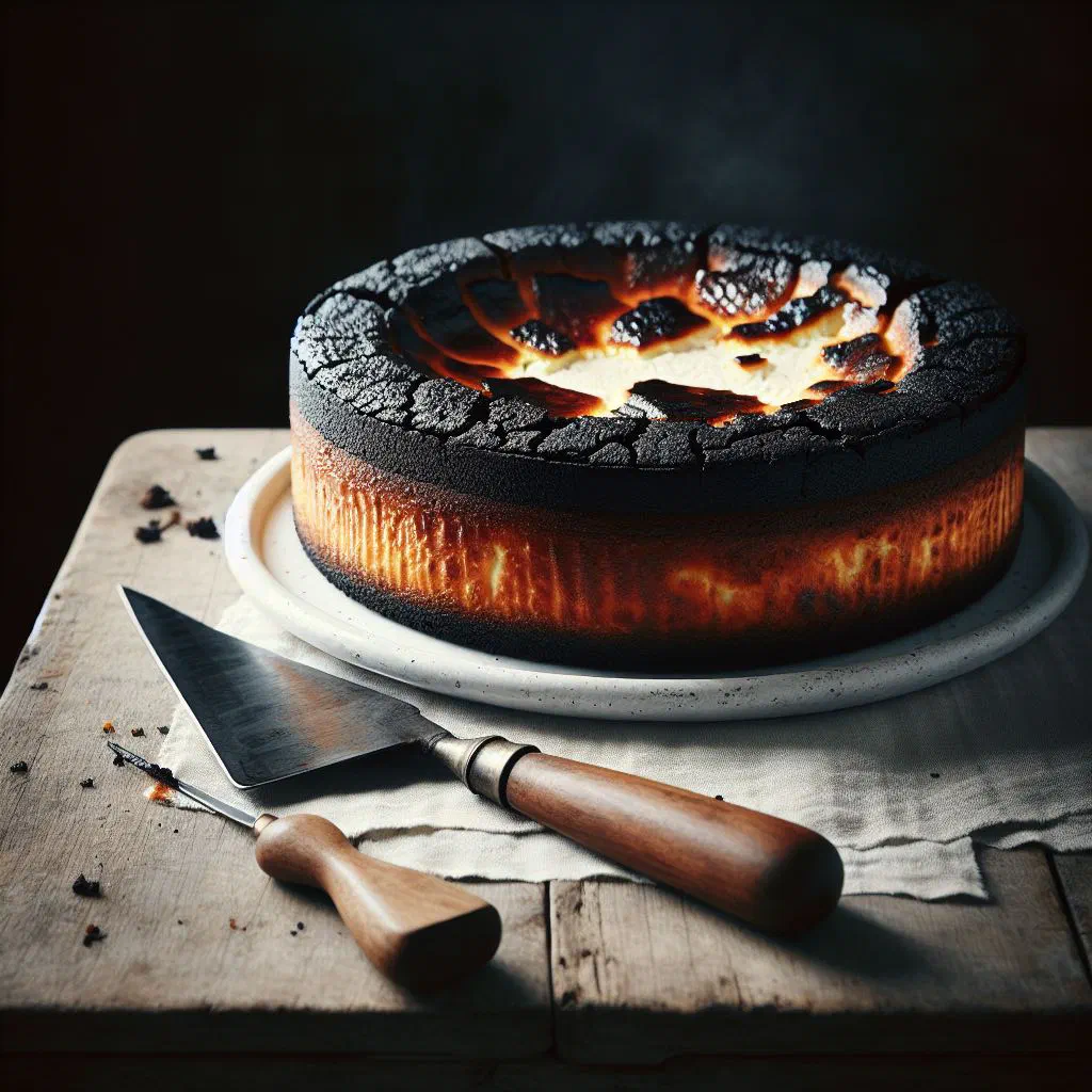 Tourteau Fromagé with its dark, domed crust on a plate