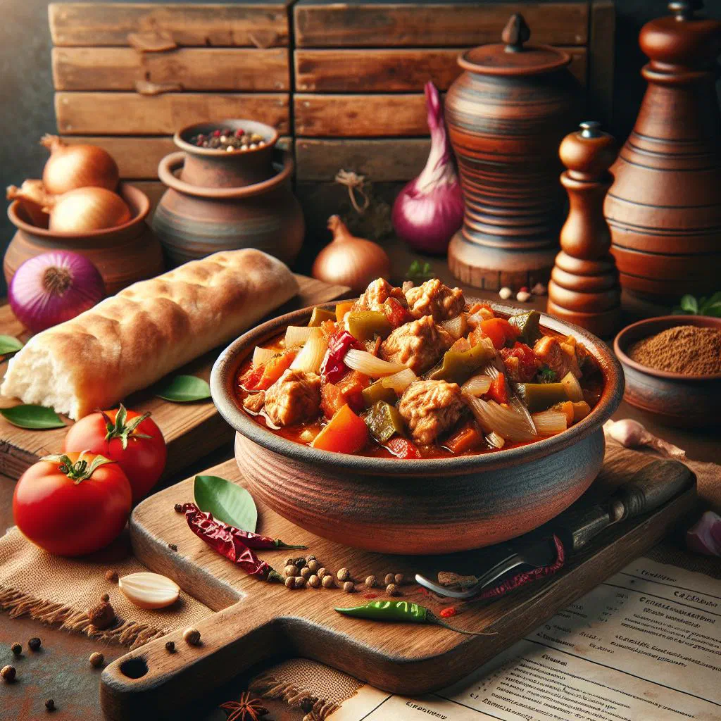 Georgian chakhokhbili chicken stew with tomatoes and fresh coriander