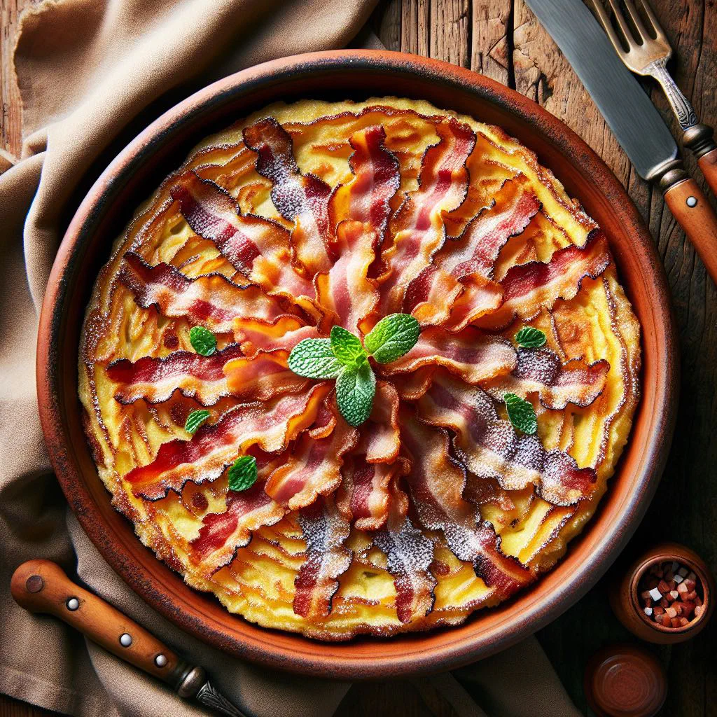 Golden bacon pancakes garnished with fresh parsley