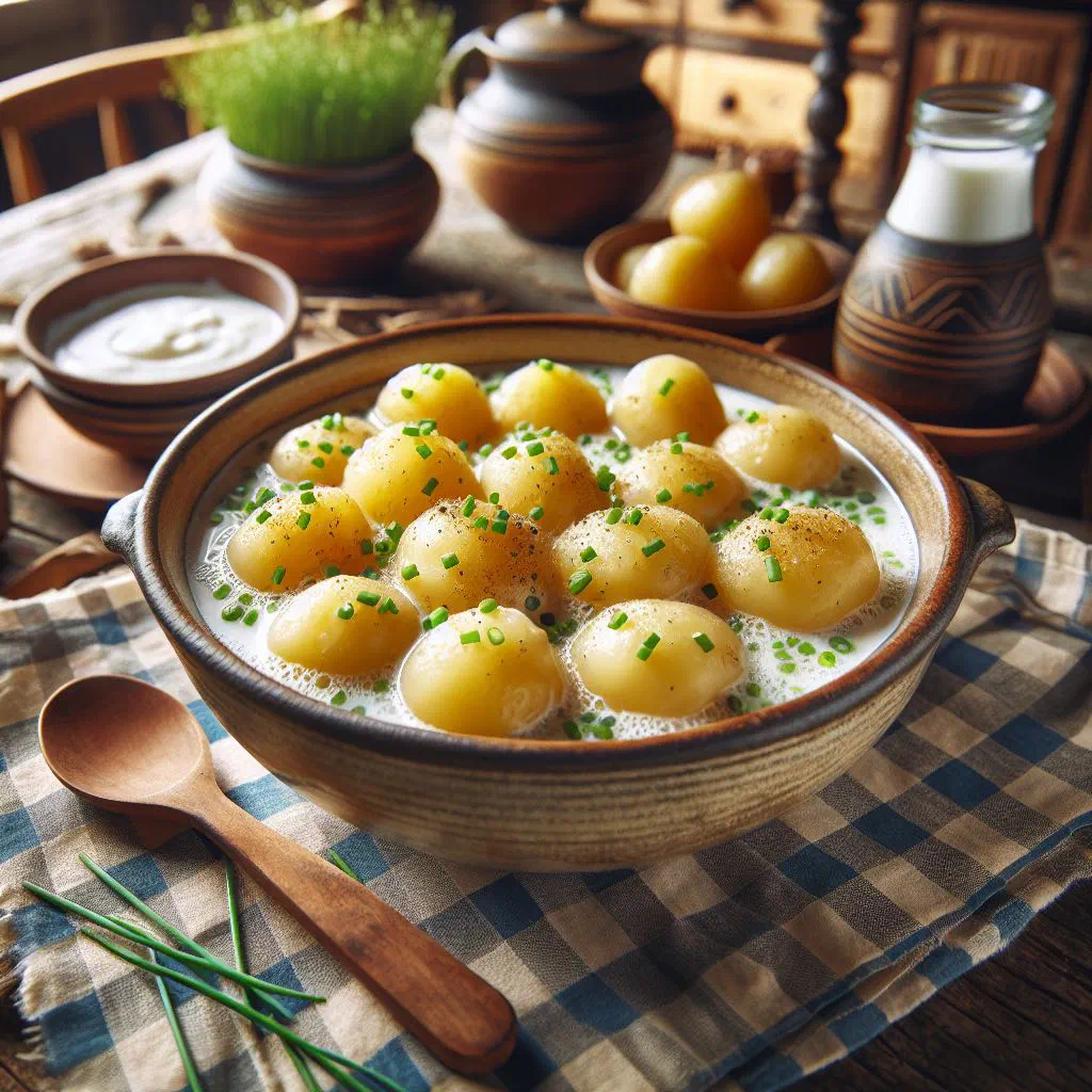 Creamy buttermilk potatoes garnished with fresh chopped herbs