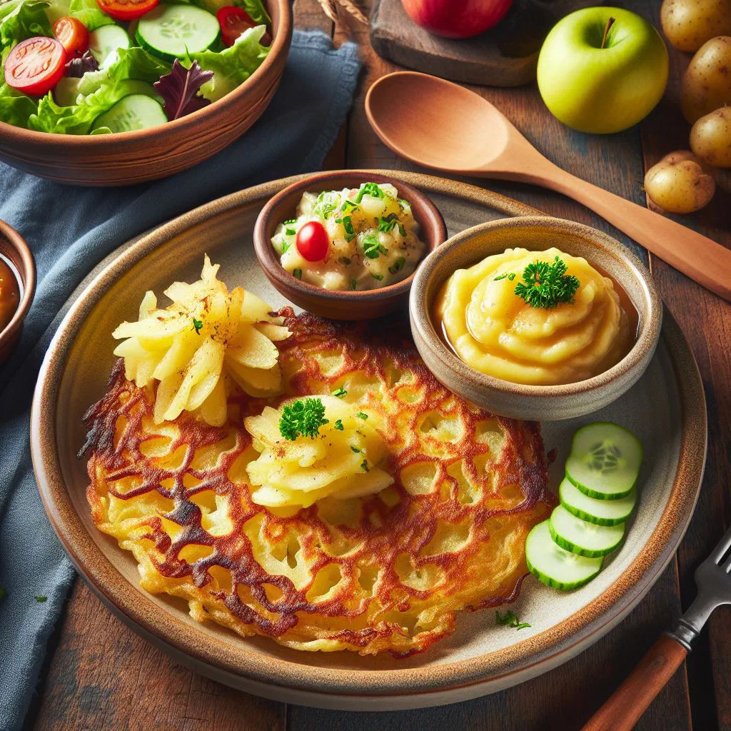Golden, crispy Eifel potato pancakes served with apple sauce