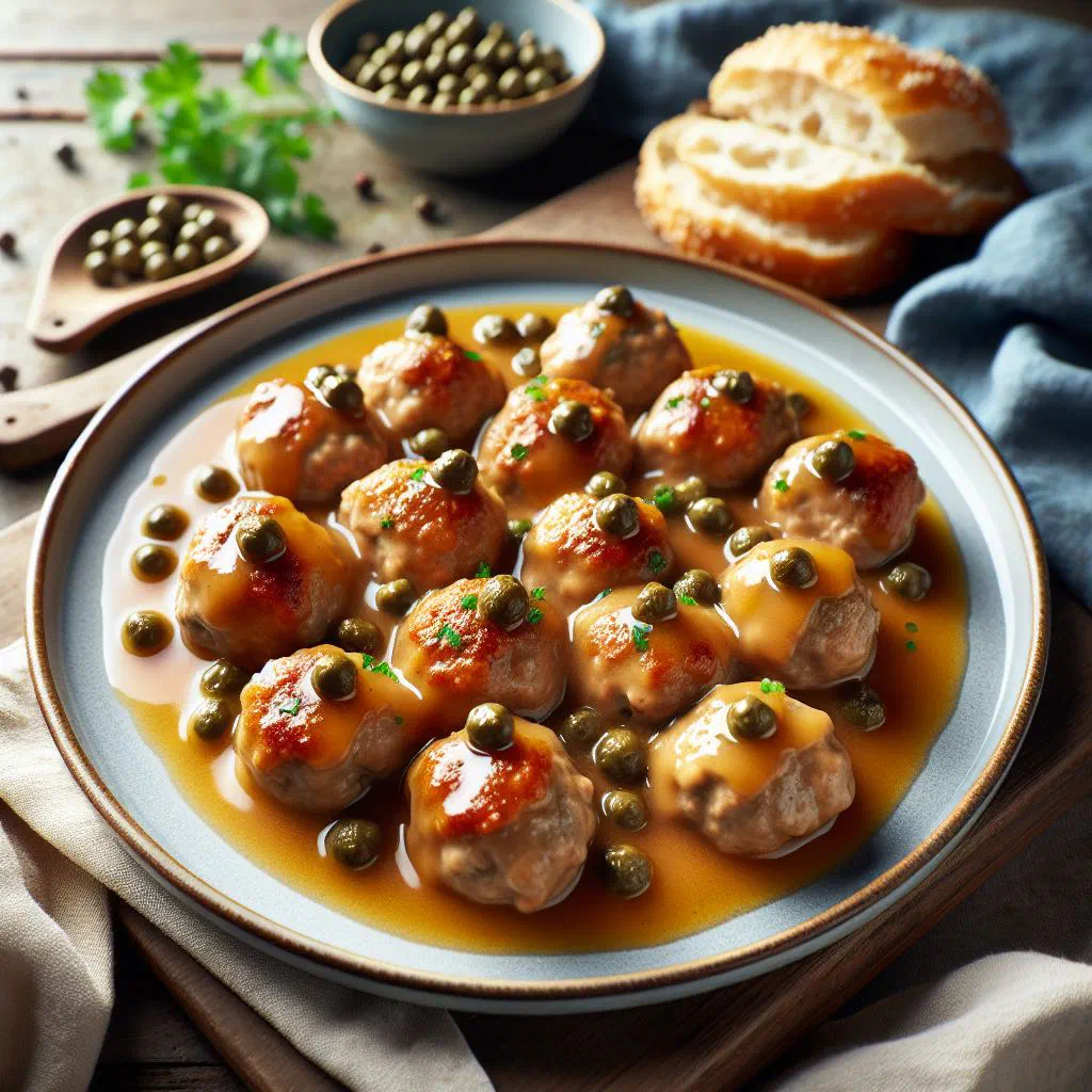 Königsberg meatballs in creamy white caper sauce with potatoes