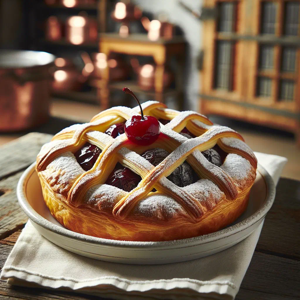 Leipziger Lerche pastries with marzipan and jam filling, dusted with icing sugar