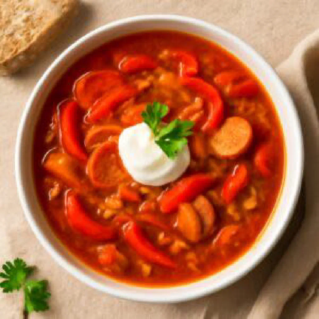Letscho with peppers, tomatoes and onions in a bowl