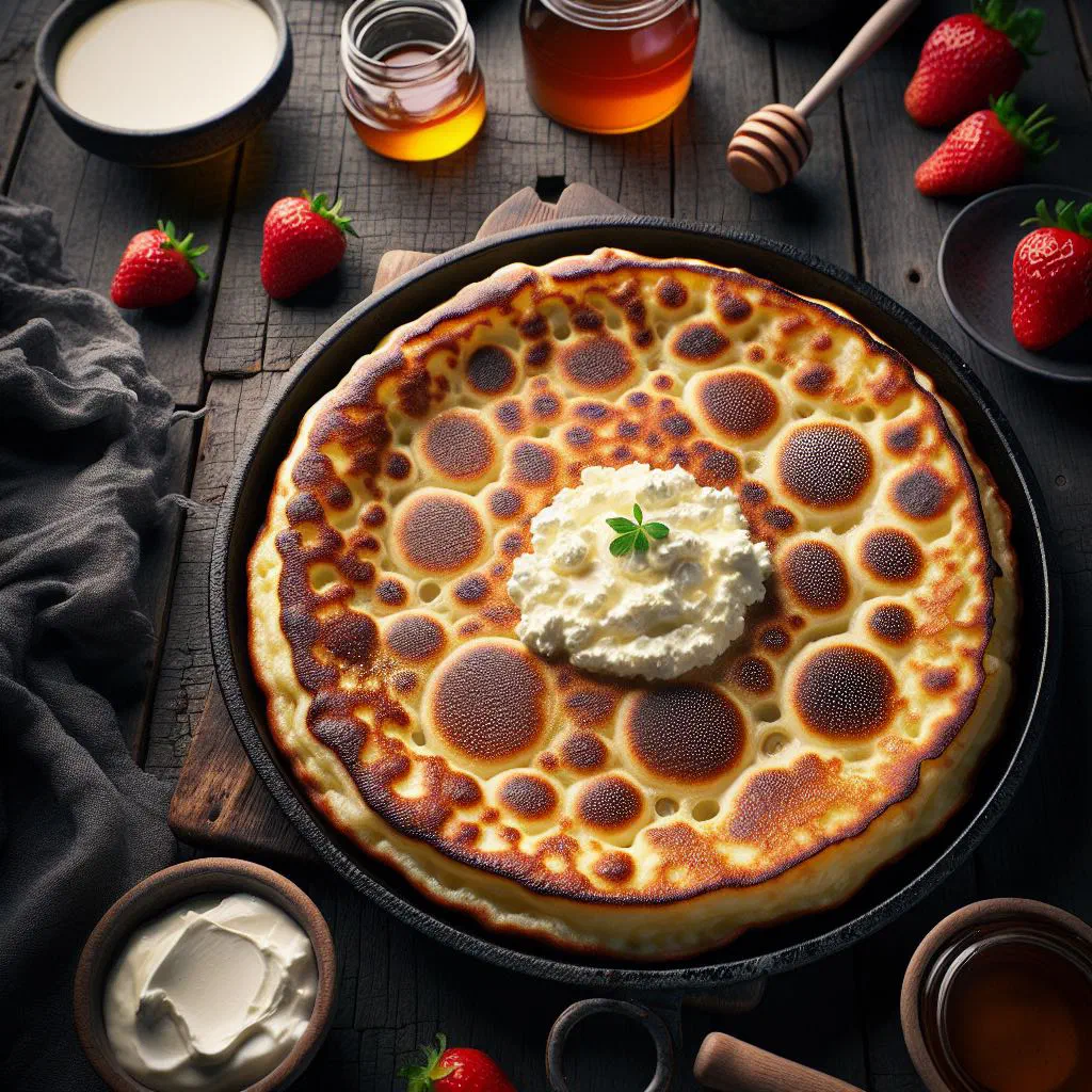 Rolled German pancakes with creamy quark filling dusted with icing sugar