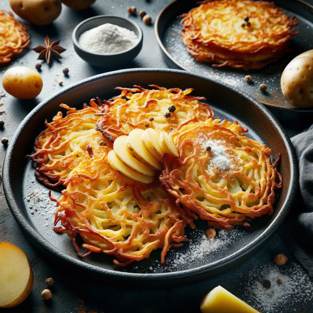 Golden, crispy German potato pancakes served with apple sauce