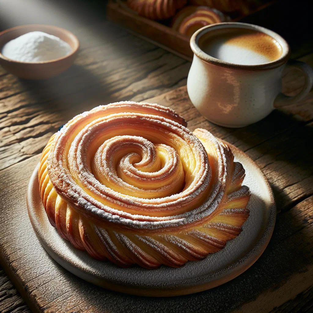 Sliced Saxon rolled cake with a swirl of quark and raisin filling