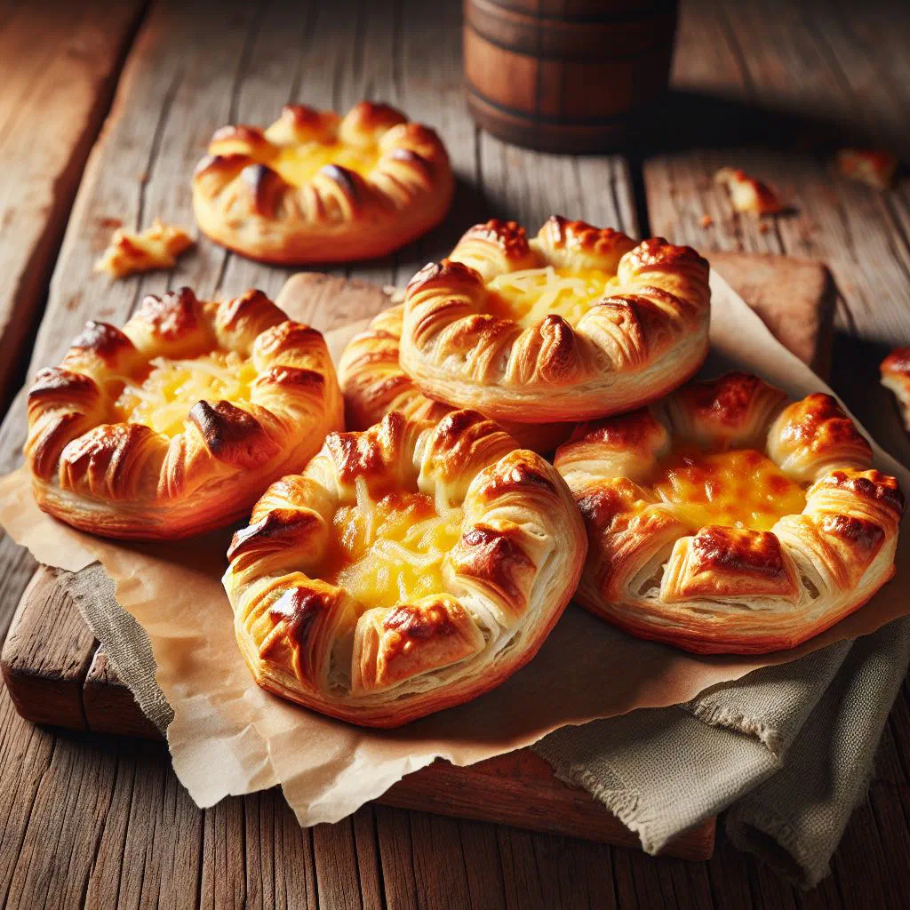 Golden cheese-filled kalitsounia pastries garnished with fresh herbs