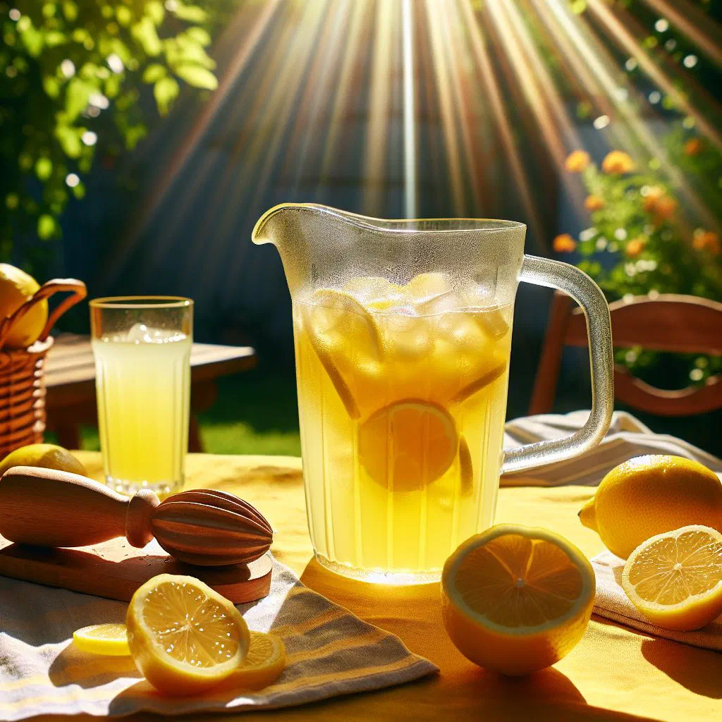 Tall glass of Grenadian lemonade with ice, lemon slices and fresh mint