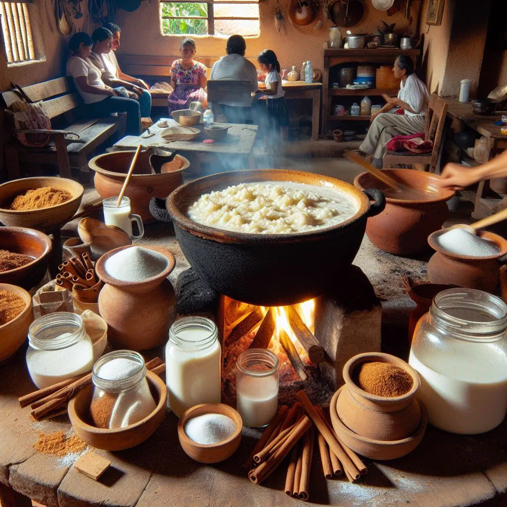A bowl of Guatemalan mosh porridge garnished with fresh herbs