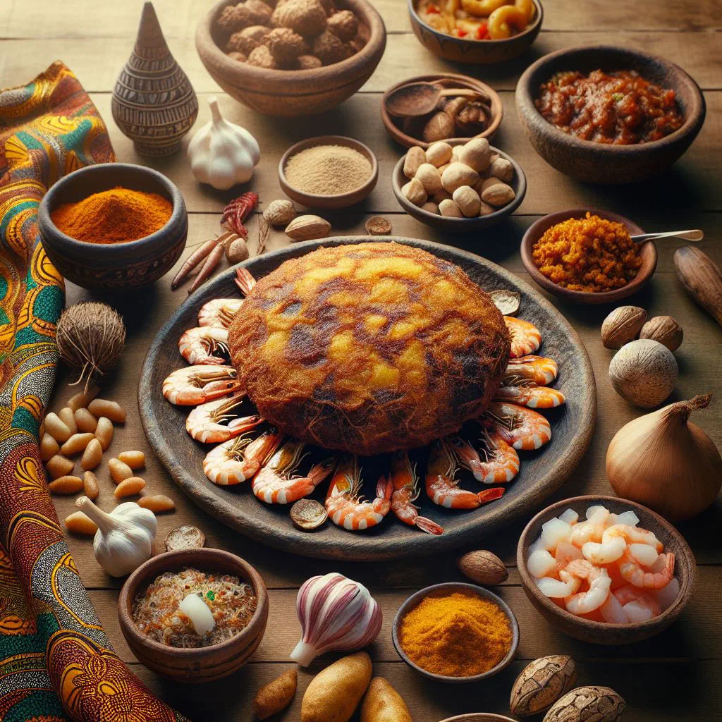 Golden deep-fried acarajé bean fritters filled with spiced shrimp