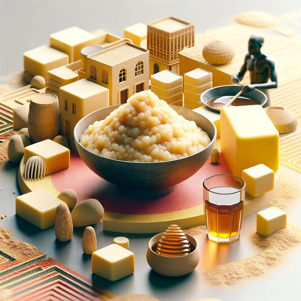 Bowl of Déguê with cooked millet and creamy yoghurt