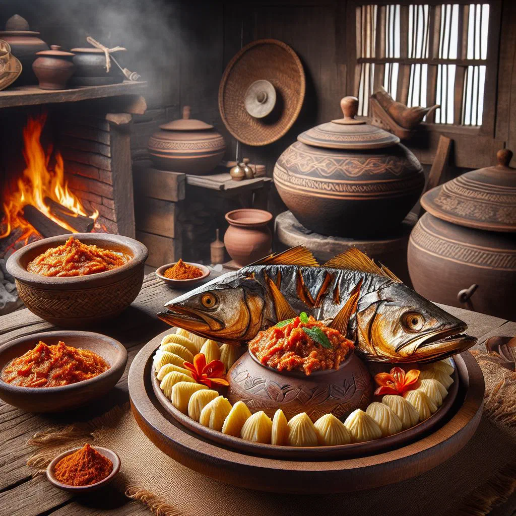 Smoked fish served with a fiery crushed chilli relish