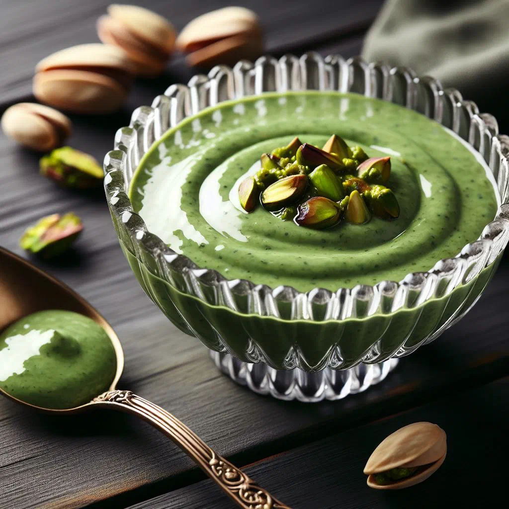 Rich Guinean peanut sauce garnished with fresh coriander