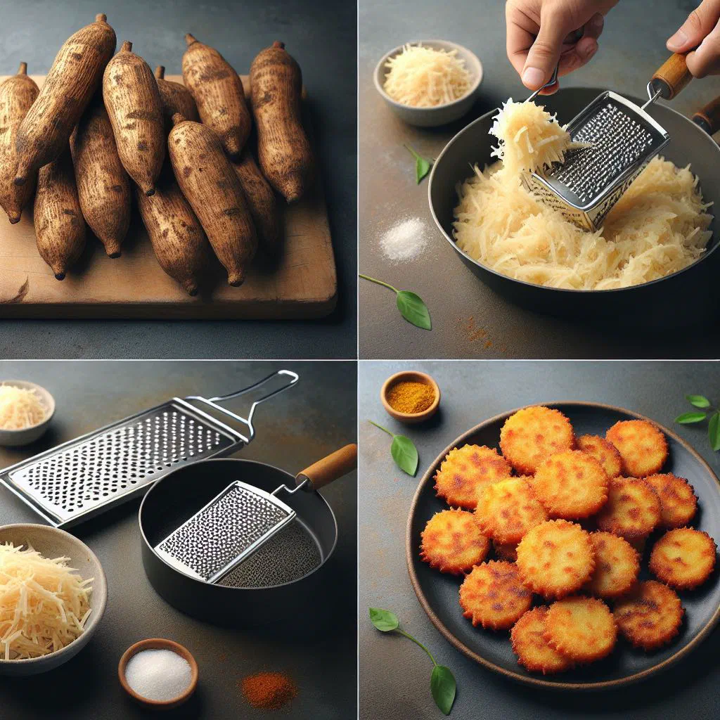 Golden, crispy cassava fritters served on a plate