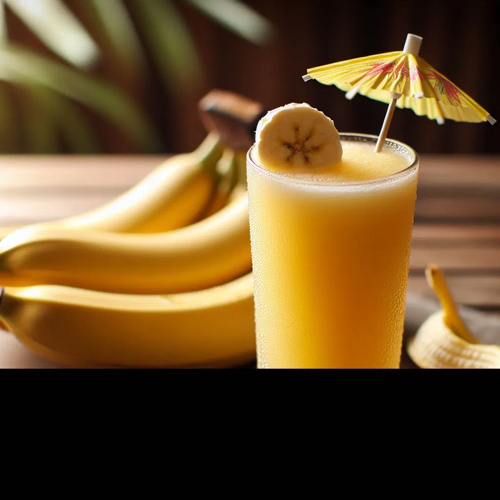 Glass of creamy Haitian banana drink dusted with cinnamon