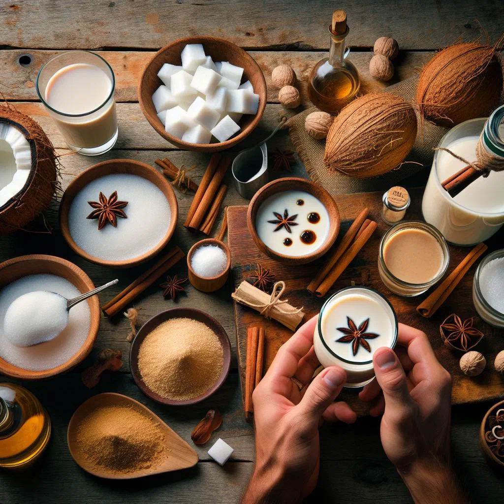 A creamy glass of Haitian kremas dusted with grated nutmeg