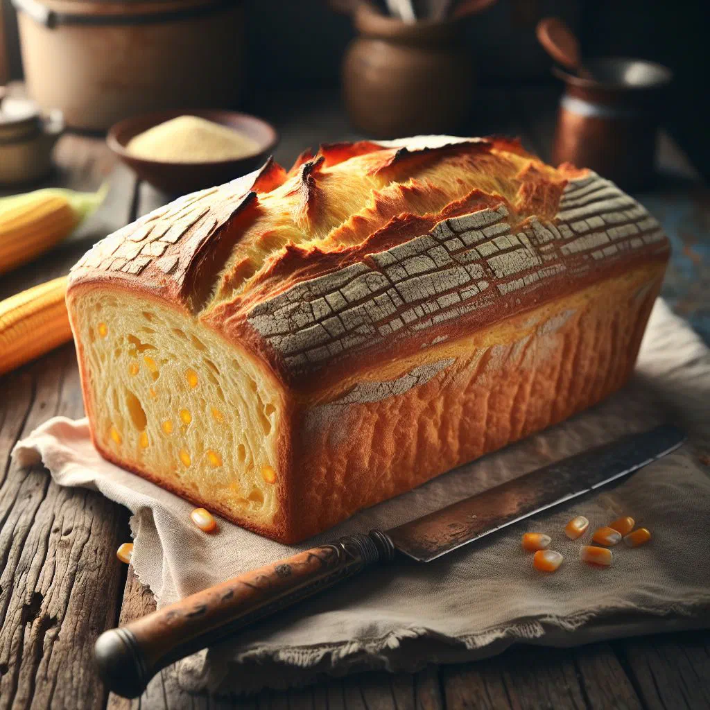 Golden-crusted Haitian cornbread with a soft, airy crumb