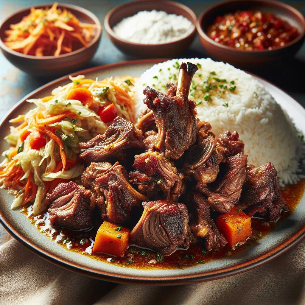 Crispy fried marinated goat pieces with lime wedges