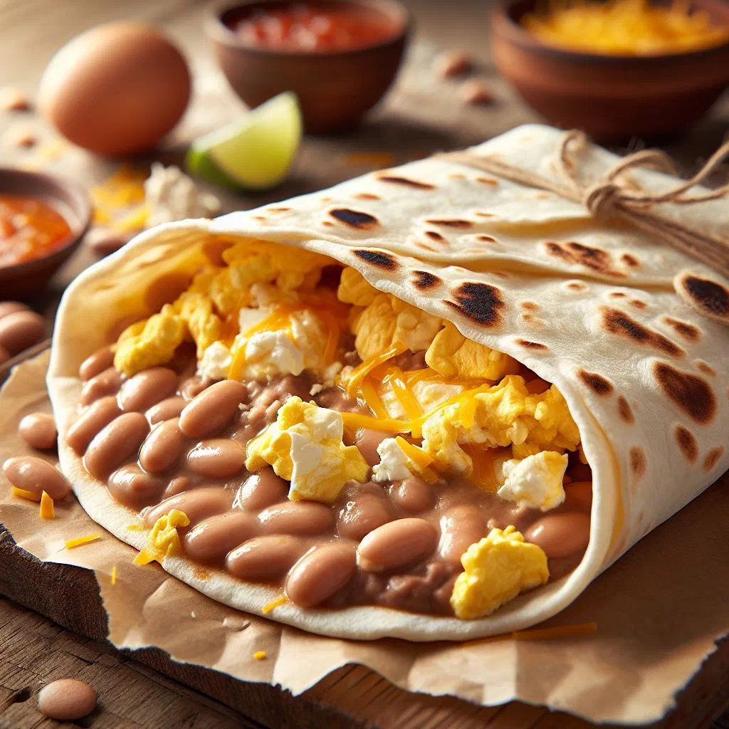 Folded Honduran baleadas filled with mashed beans, egg and avocado