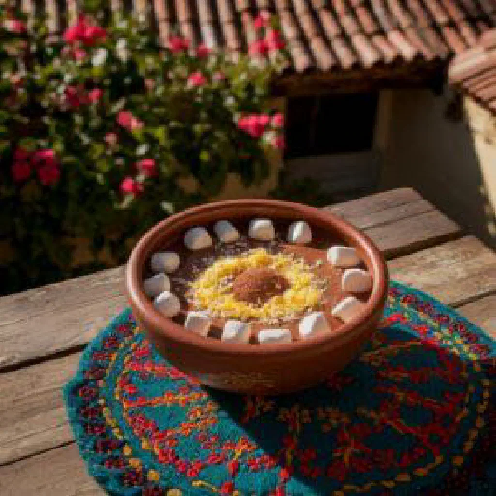 Warm cup of Honduran chilate dusted with cinnamon