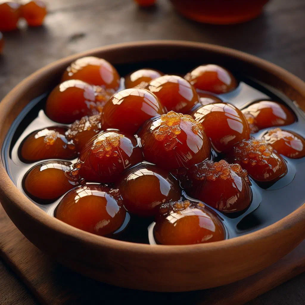 Coyoles served in golden honey with a sprinkle of cinnamon