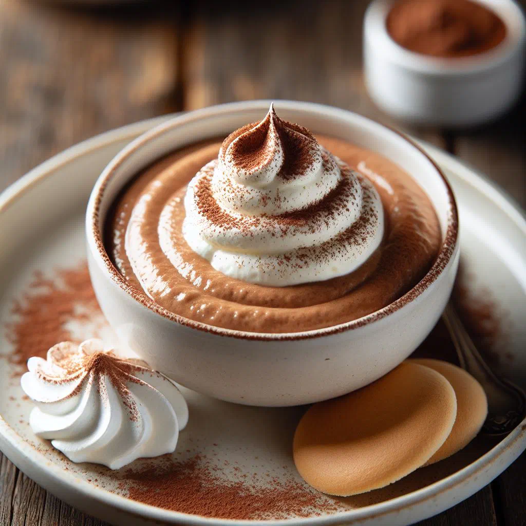 Piped chestnut purée in a dessert glass topped with whipped cream