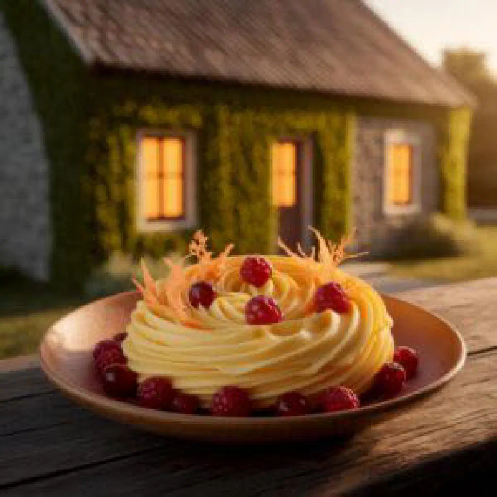 Fresh mixed berries topped with softly whipped cream in a glass