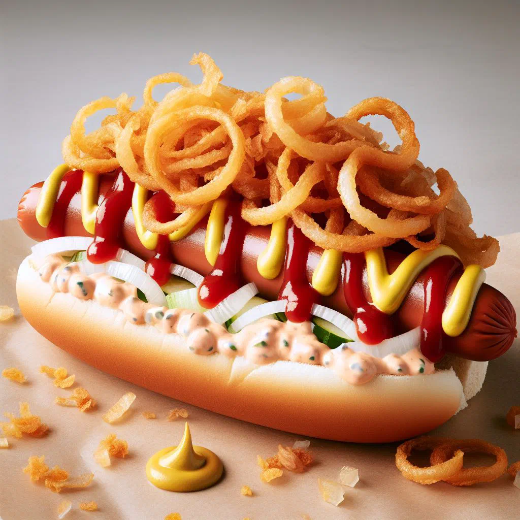 Icelandic sausages with creamy mashed potato and fried onions