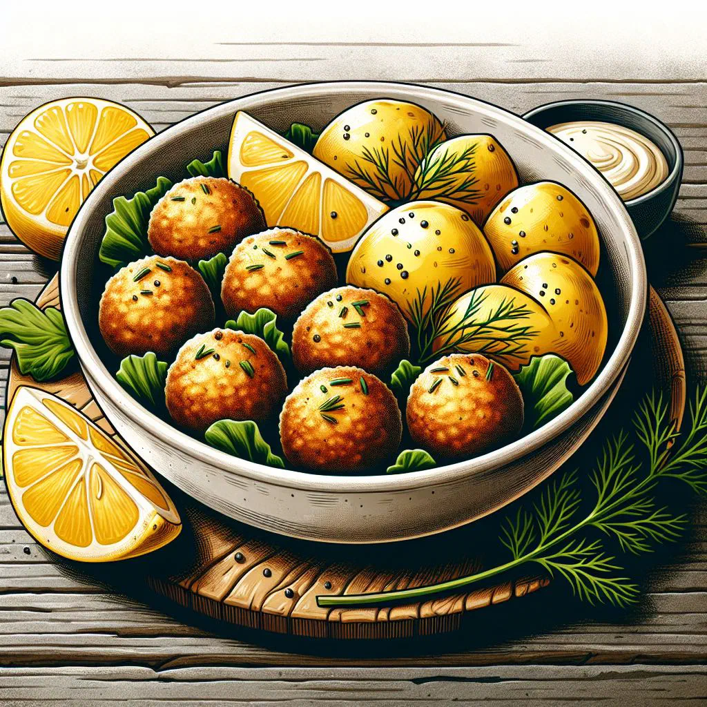 Golden Icelandic fish balls served with creamy mashed potatoes and parsley