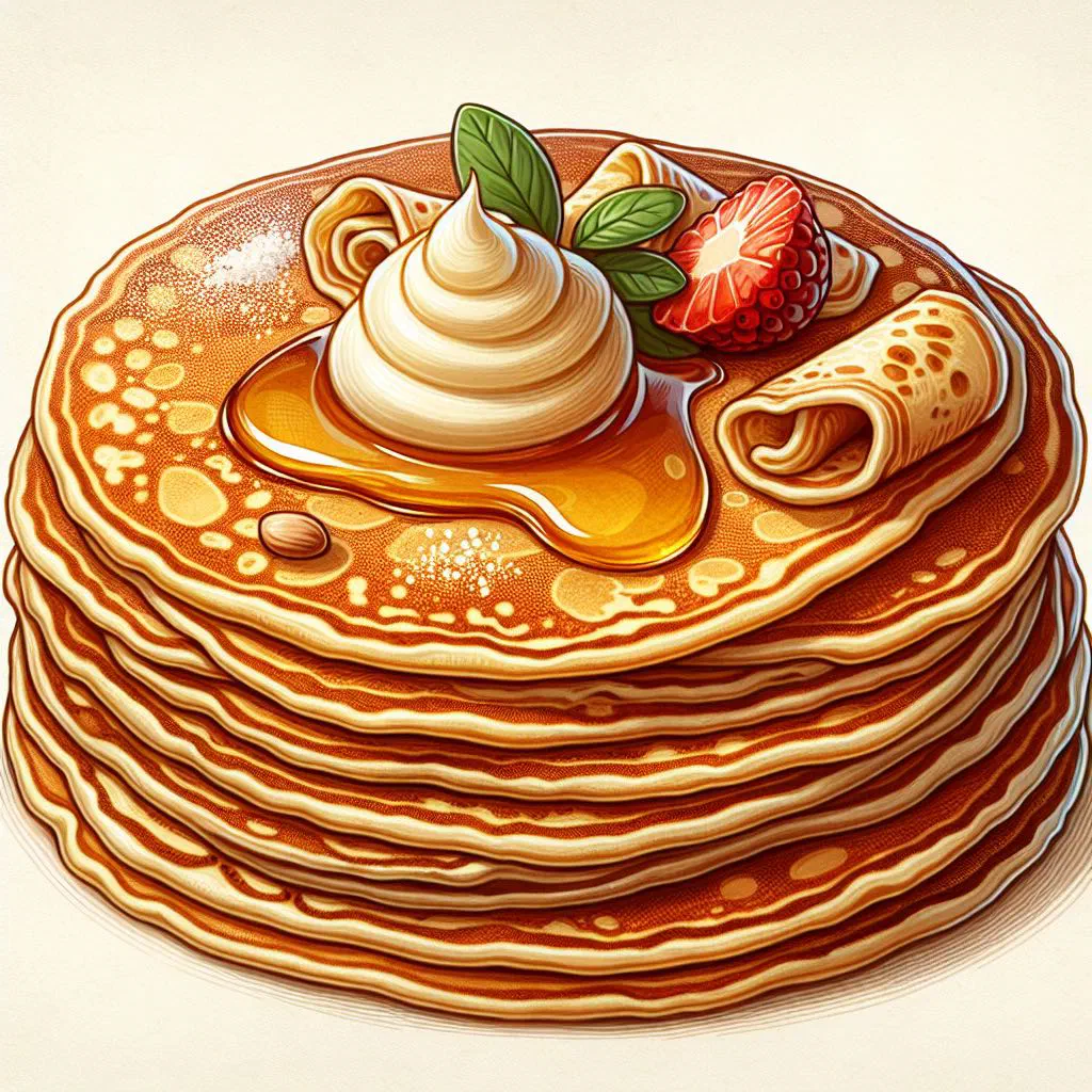 Thin Icelandic pönnukökur pancakes rolled with cinnamon sugar and berries