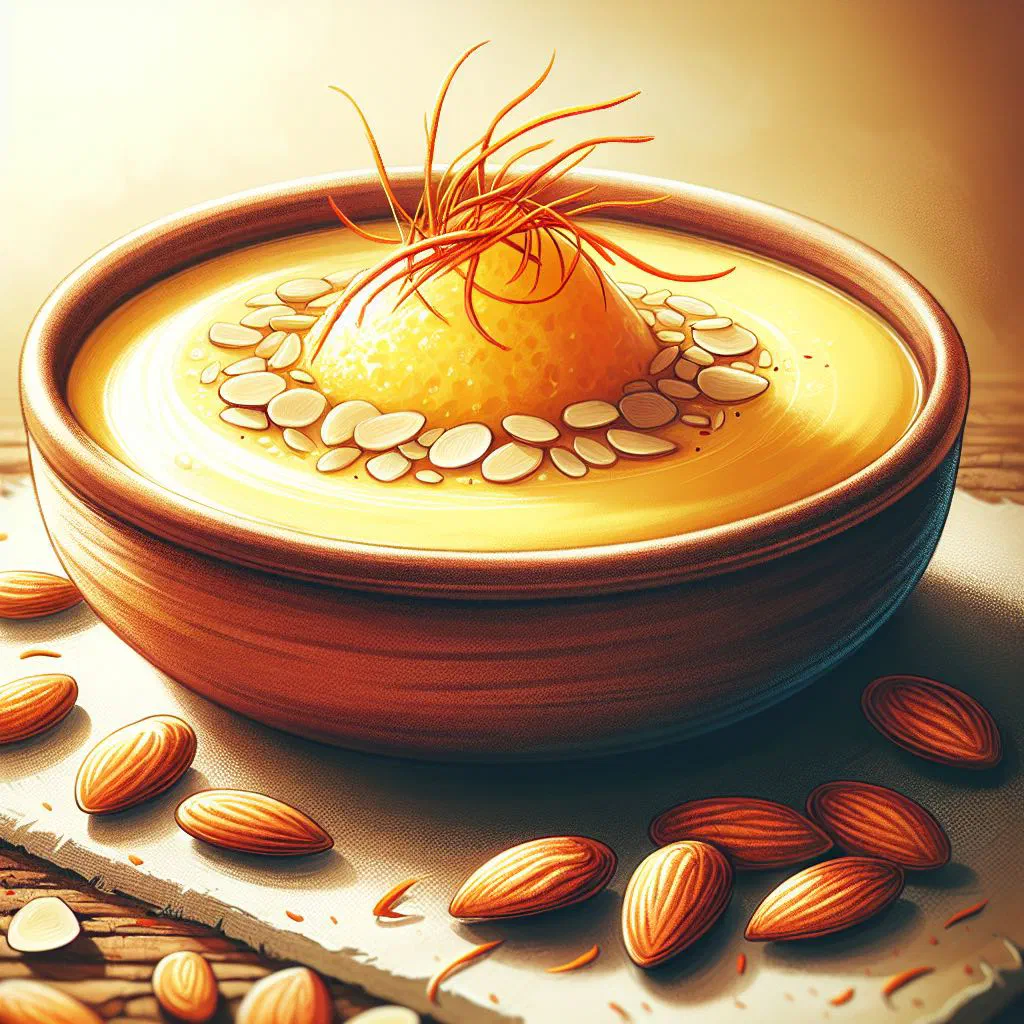 Creamy kharvas set in small bowls and topped with chopped nuts