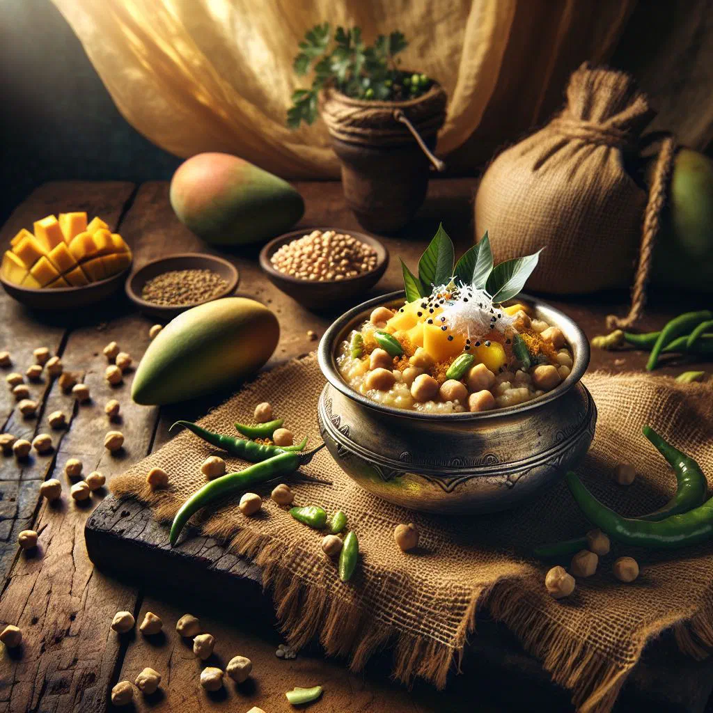 Sundal with chickpeas, grated coconut and curry leaves