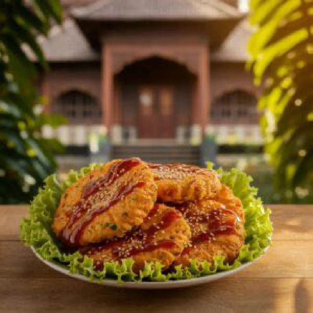 Crispy golden Indonesian bakwan vegetable fritters on a plate