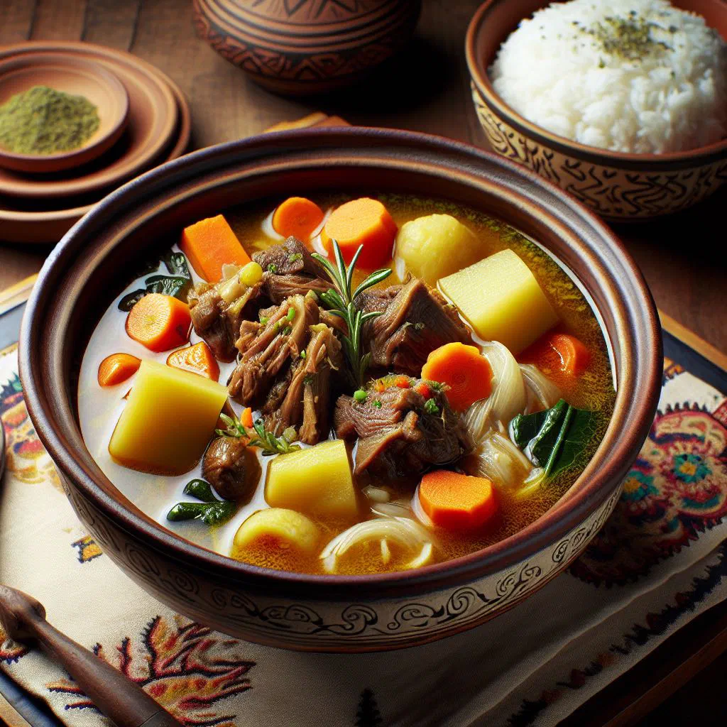 A bowl of Indonesian oxtail soup with vegetables and fresh coriander