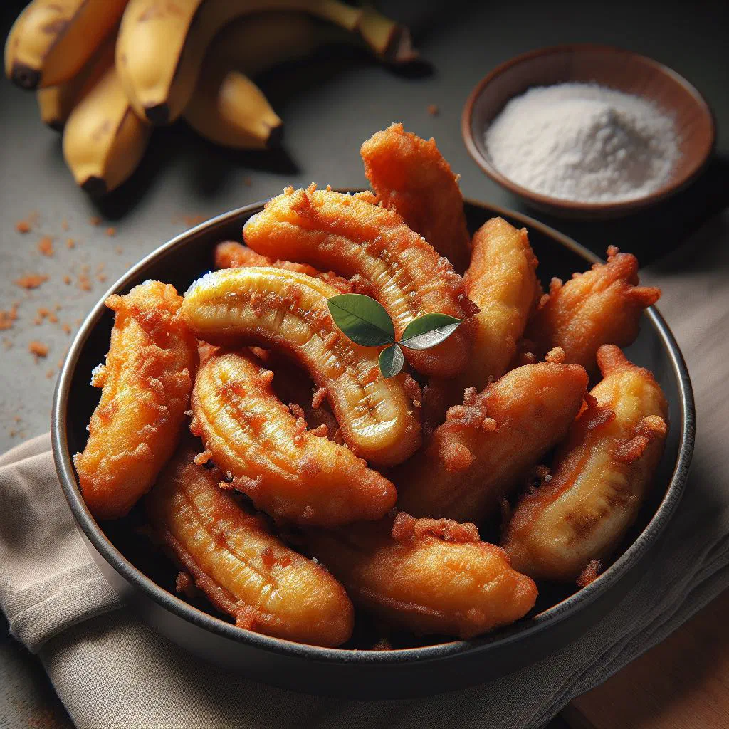 Golden, crisp fried bananas served as a sweet Indonesian snack