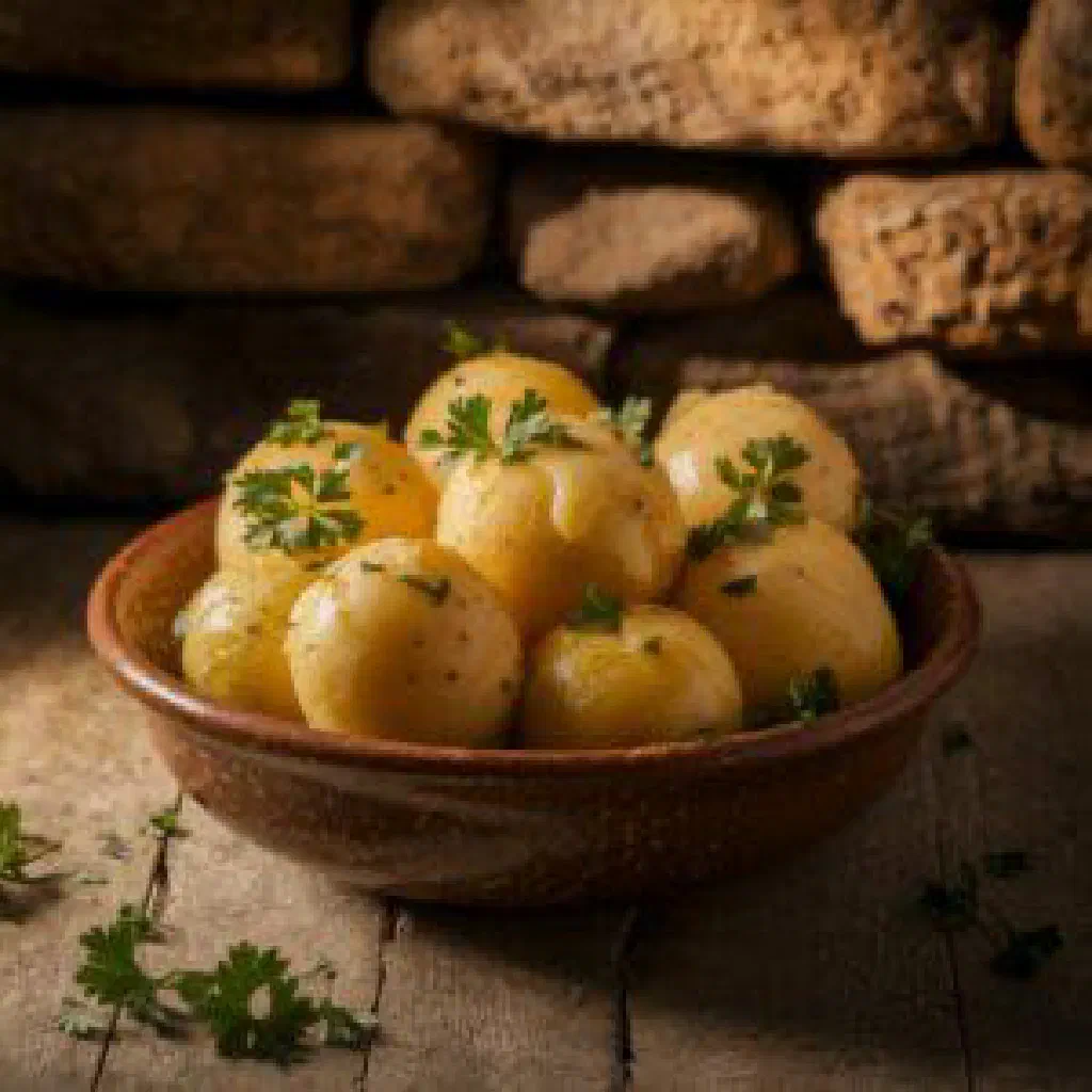 Creamy mashed buttered turnips garnished with fresh herbs