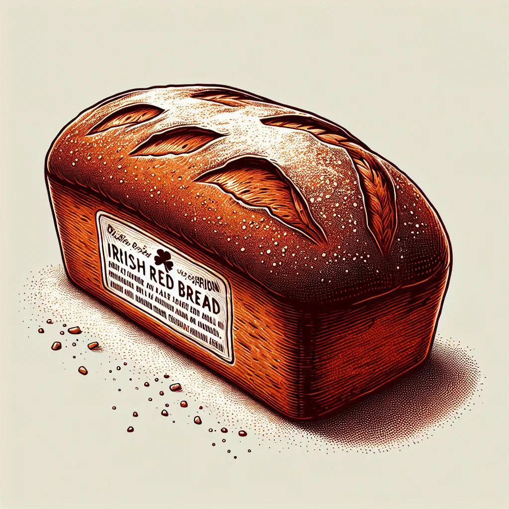 A golden loaf of Irish red ale bread on a rustic wooden board