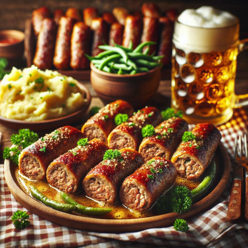 Braciola beef rolls simmered in tomato sauce, garnished with parsley
