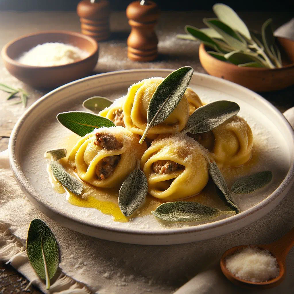 Casoncelli alla Bergamasca stuffed pasta tossed in butter and toasted breadcrumbs