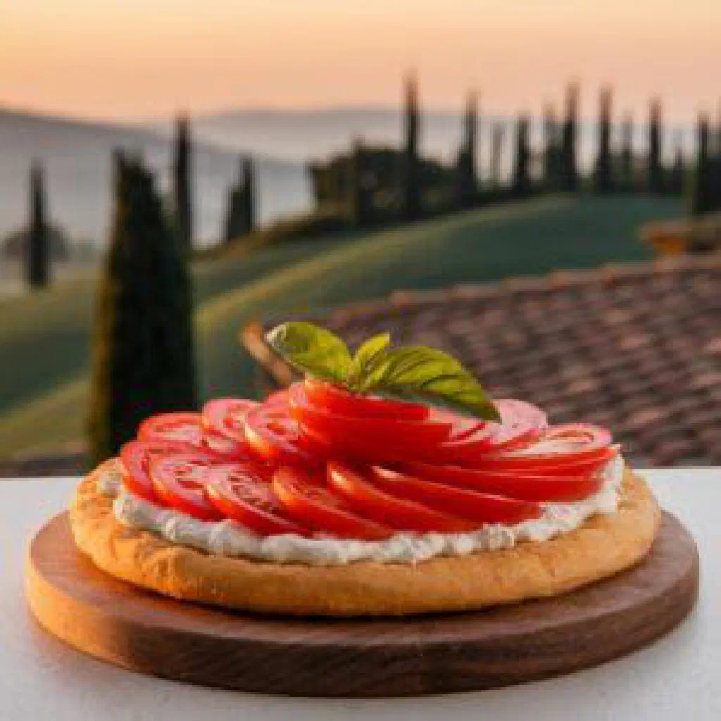 Schiacciata Fiorentina sponge cake dusted with icing sugar