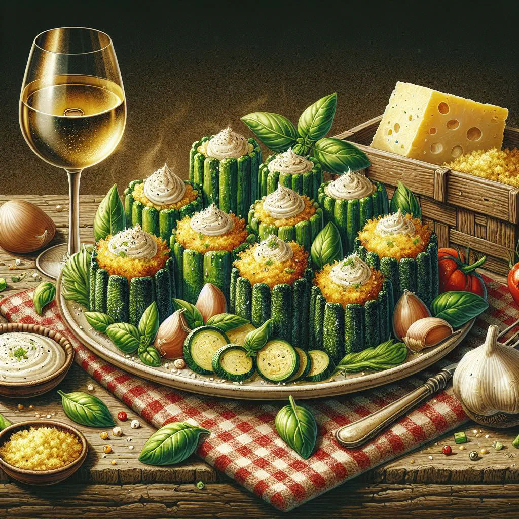 Baked Ligurian stuffed vegetables filled with rice, herbs and Parmesan