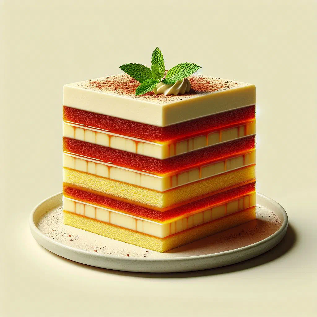 Layered zuppa inglese in a glass with vanilla and chocolate custard