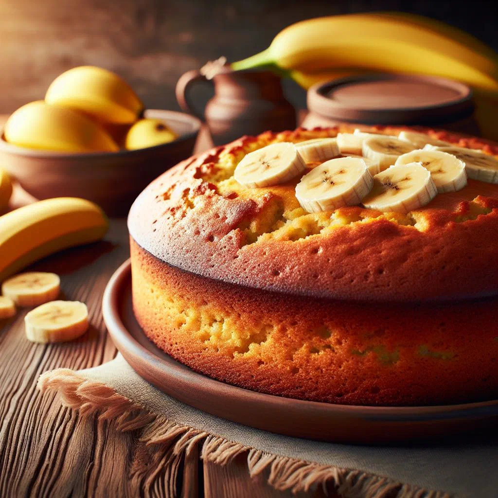 Sliced Ivorian banana cake on a plate