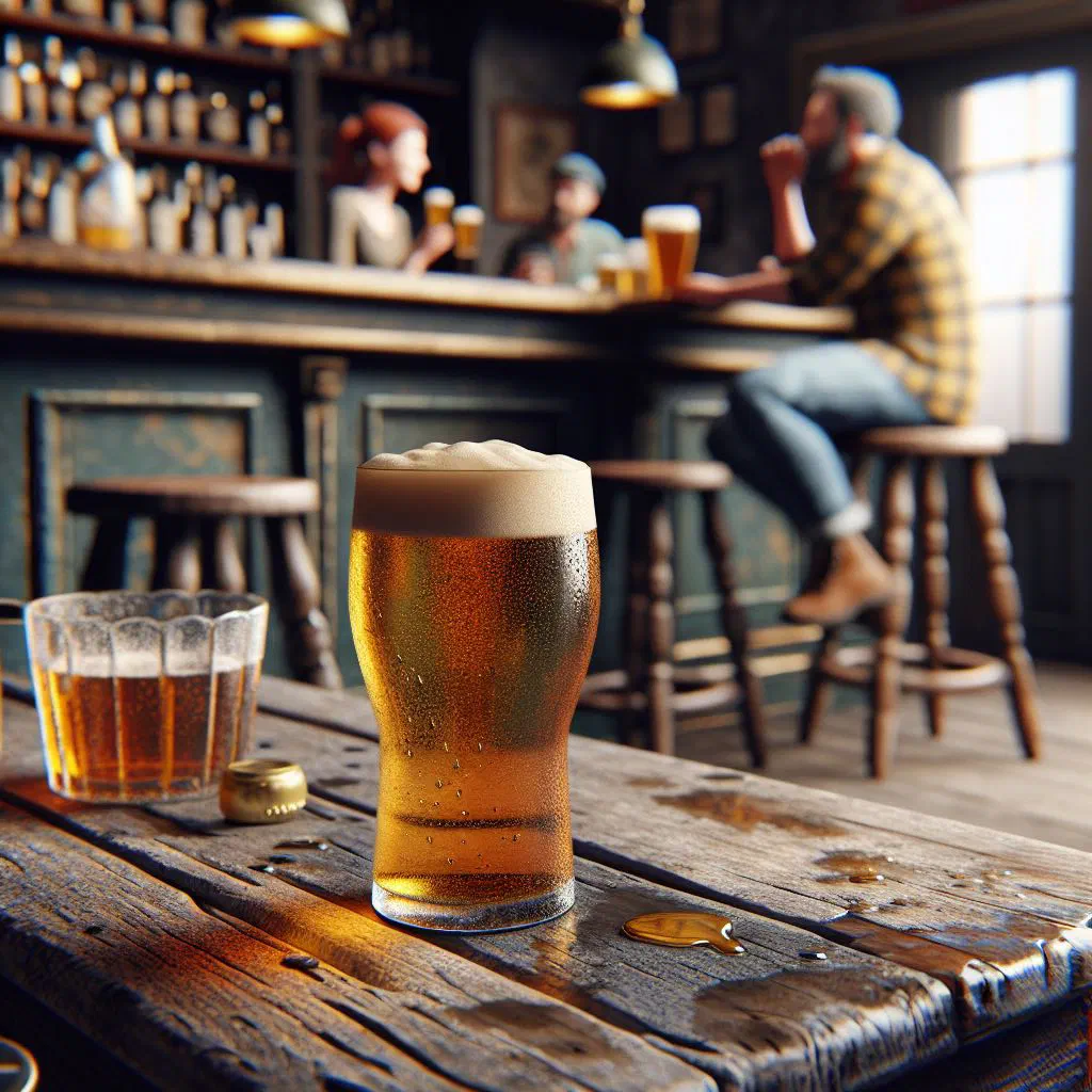 Glass of cloudy golden sorghum beer beside a bowl of sorghum grains