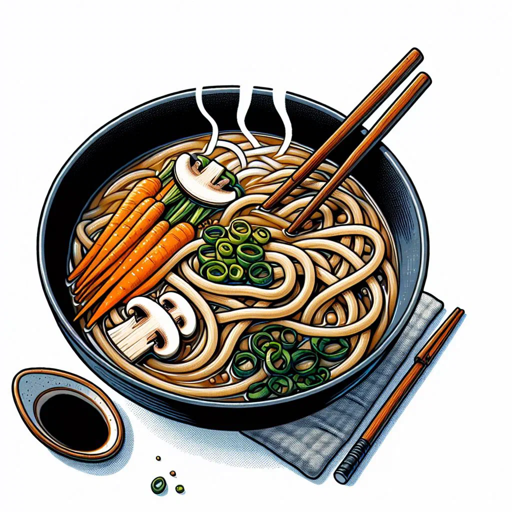Bowl of ankake udon with thick noodles in a glossy umami sauce