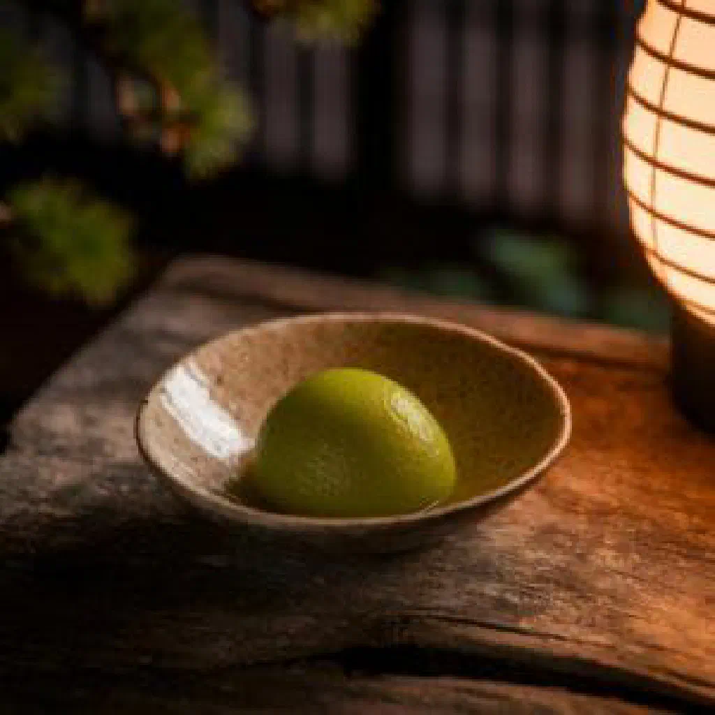 Soft white steamed Karukan rice cakes dusted with starch