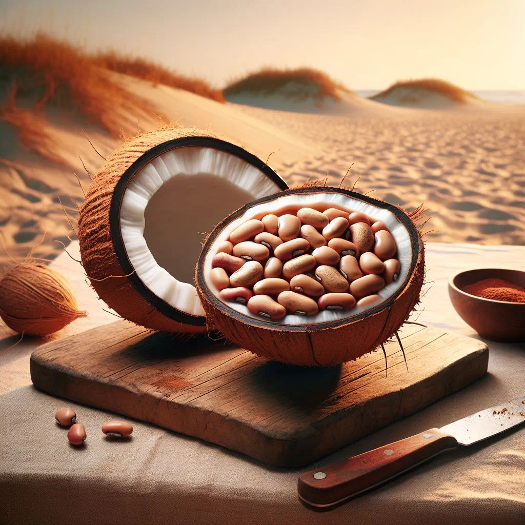 Bowl of Kenyan coconut beans in a creamy coconut sauce with fresh coriander