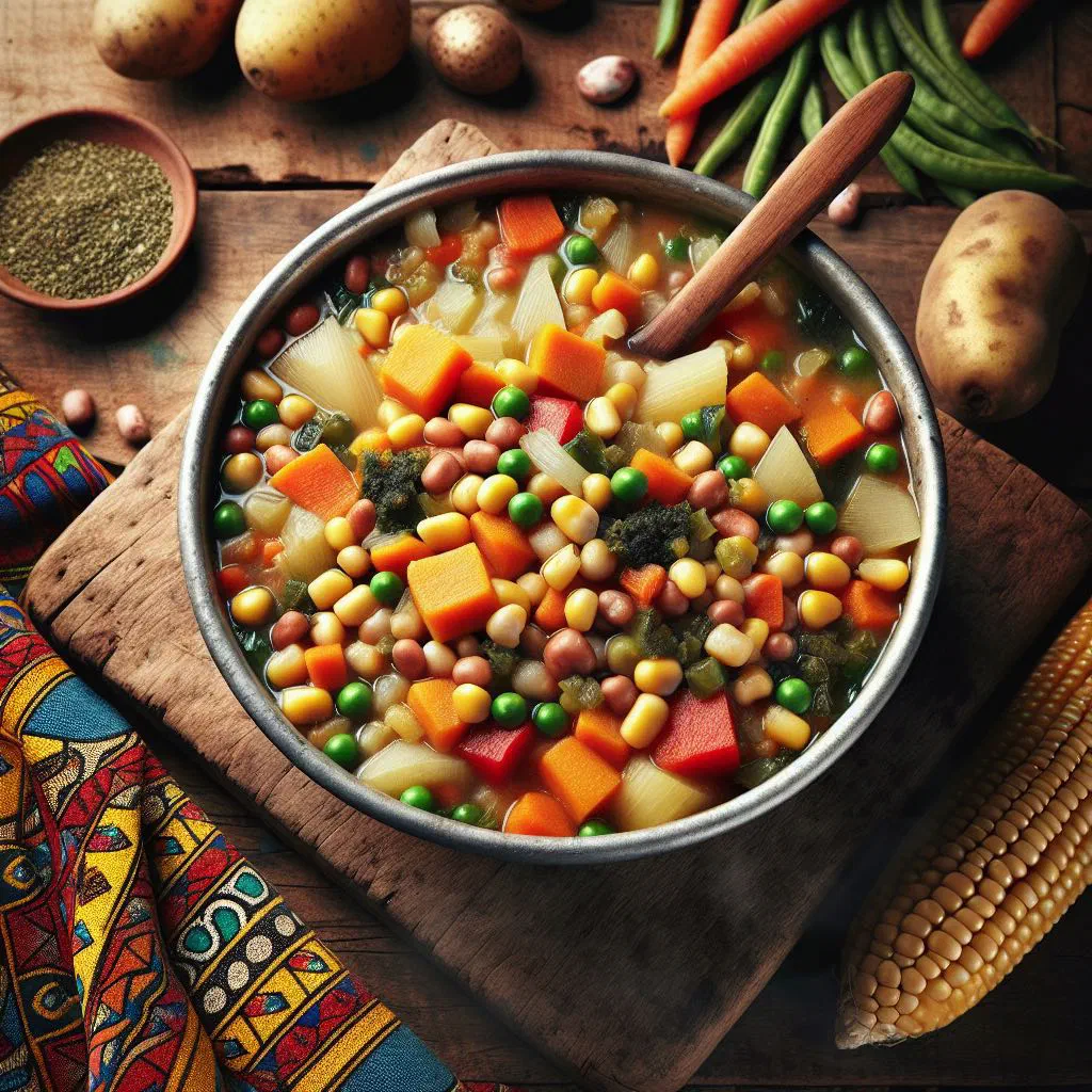 Bowl of githeri with beans, maize kernels and diced carrots