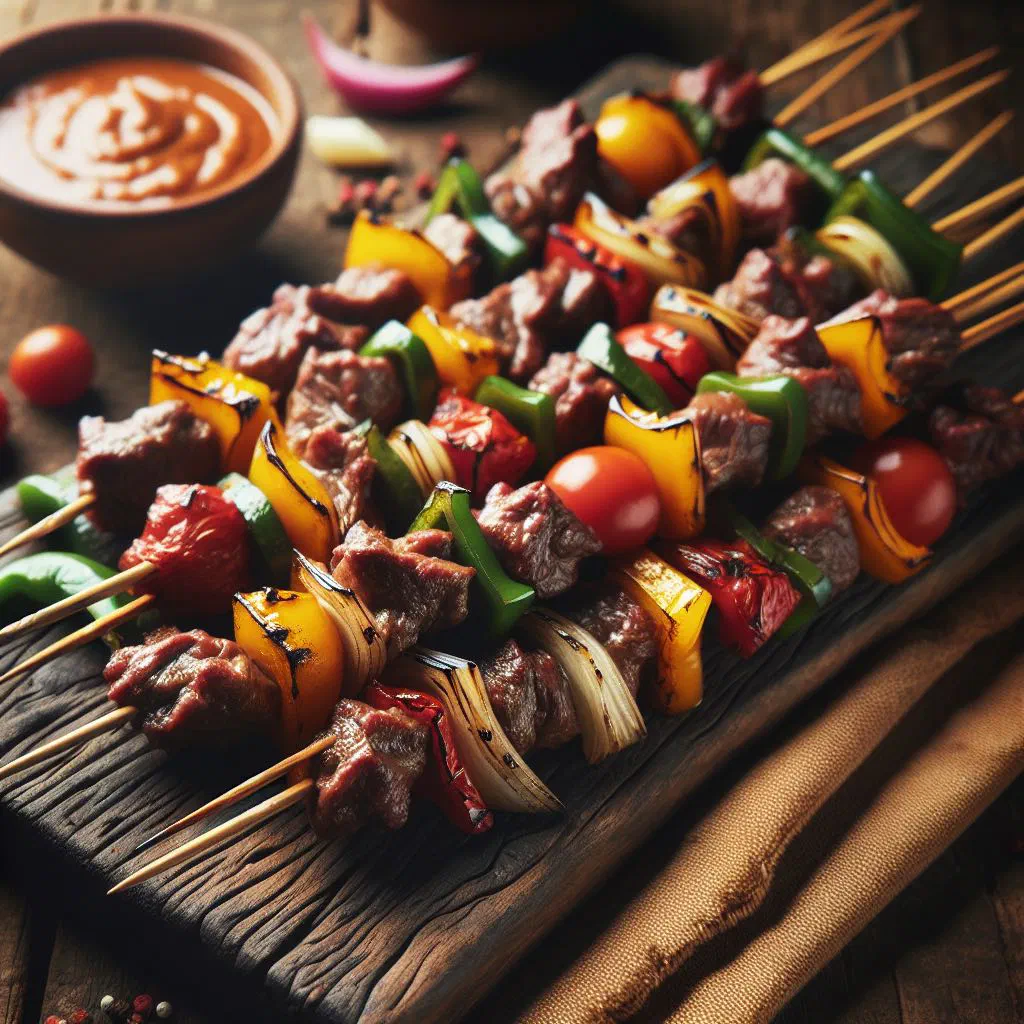 Grilled Kenyan mshikaki meat skewers on a plate